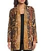 Calessa Knit Burnout Tie-Dye Camel Multi Print Wrist Sleeve Open-Front Cardigan, Color:Camel Multi - Image 1