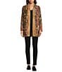 Calessa Knit Burnout Tie-Dye Camel Multi Print Wrist Sleeve Open-Front Cardigan, Color:Camel Multi - Image 3
