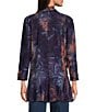 Calessa Knit Burnout Tie-Dye Print Wrist Sleeve Open-Front Cardigan, Color:Navy Multi - Image 2