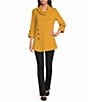 Calessa Knit Cowl Neck 3/4 Roll-Tab Sleeve Tunic - Image 3