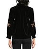 Calessa Knit Leaf Point Collar 3/4 Sleeve Button Front Shirt - Image 2