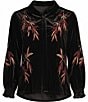 Calessa Knit Leaf Point Collar 3/4 Sleeve Button Front Shirt - Image 5