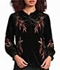 Calessa Knit Leaf Point Collar 3/4 Sleeve Button Front Shirt - Image 1