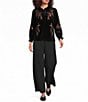 Calessa Knit Leaf Point Collar 3/4 Sleeve Button Front Shirt - Image 3
