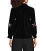 Calessa Knit Leaf Point Collar 3/4 Sleeve Button Front Shirt - Image 2