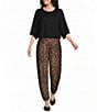 Calessa Knit Leopard Print Coordinating Balloon Ankle Pants - Image 3