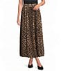 Calessa Knit Leopard Print Pull-On A-Line Midi Skirt - Image 1
