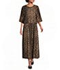 Calessa Knit Leopard Print Pull-On A-Line Midi Skirt - Image 3
