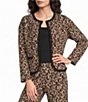 Calessa Knit Leopard Print Round Neck Long Sleeve Button Front Coordinating Jacket - Image 1