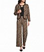 Calessa Knit Leopard Print Round Neck Long Sleeve Button Front Coordinating Jacket - Image 3