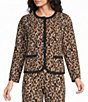 Calessa Knit Leopard Print Round Neck Long Sleeve Button Front Coordinating Jacket - Image 4