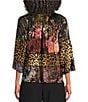 Calessa Knit Mixed Print Elastic Boat Neck 3/4 Sleeve Top - Image 2