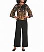Calessa Knit Mixed Print Elastic Boat Neck 3/4 Sleeve Top - Image 3
