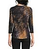 Calessa Knit Printed Scoop Neck 3/4 Sleeve Tee - Image 2