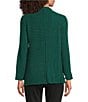Calessa Knit Stripe Band Collar 3/4 Sleeve Button Detail Pullover Tunic - Image 2