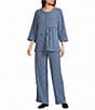 Calessa Knit Stripe Wide Leg Pull-On Ankle Pants - Image 3