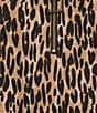 Calessa Knit Textured Leopard Print Wire Collar Zip Front 3/4 Roll-Tab Sleeve Tunic, Color:Gold/Black - Image 6