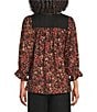 Calessa Leaf Print Embroidered Square Neck Elbow Sleeve Coordinating Tunic - Image 2