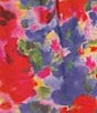 Calessa Mesh Abstract Print Split V-Neck 3/4 Sleeve Button Front Tunic, Color:Fuchsia/Multi - Image 4