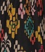 Calessa Mesh Knit Abstract Ikat Print Square Neck Elbow Sleeve Tunic, Color:Black Multi - Image 4