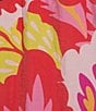 Calessa Modern Abstract Print Ruffled Split V-Neck Short Sleeve Tunic, Color:Fuchsia/Multi - Image 6