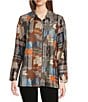 Calessa Patchwork Check Point Collar Long Sleeve Tunic, Color:Sand Multi - Image 2