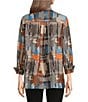 Calessa Patchwork Check Point Collar Long Sleeve Tunic, Color:Sand Multi - Image 3