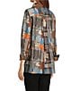 Calessa Patchwork Check Point Collar Long Sleeve Tunic, Color:Sand Multi - Image 6