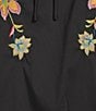Calessa Patchwork Embroidered Split V-Neck 3/4 Sleeve Tunic, Color:Black Multi - Image 4