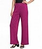 Calessa Petite Size Coordinating Textured Knit Stripe Straight Leg Pull-On Pants - Image 1