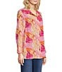 Calessa Petite Size Desert Floral Print Point Collar Long Sleeve Button Front Shirt, Color:Pink Multi - Image 3