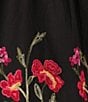 Color:Black Multi - Image 4 - Petite Size Embroidered Floral Square Neck Bracelet Length Sleeve Tunic