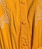 Calessa Petite Size Embroidered Split V-Neck Short Balloon Sleeve A-Line Tiered Belted Maxi Dress, Color:Mustard/Cream - Image 3