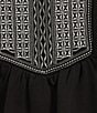 Color:Black/White - Image 4 - Petite Size Embroidered Split V-Neck Short Sleeve Tunic