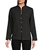 Calessa Petite Size Festive Patchwork Stand Collar Long Sleeve Button-Front Reversible Shirt Jacket, Color:Emerald Multi - Image 4