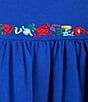 Color:Blue Multi - Image 4 - Petite Size Front Yoke Embroidery Crew Neck Short Sleeve Shirttail Hem Tunic