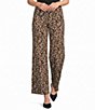 Calessa Petite Size Knit Animal Print Wide Leg Pull-On Coordinating Pants - Image 1