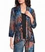 Calessa Petite Size Knit Burnout Draped Front 3/4 Sleeve Open Front Coordinating Cardigan - Image 1