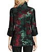 Calessa Petite Size Knit Burnout Zip Funnel Neck 3/4 Roll-Tab Sleeve Tunic - Image 2
