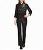 Calessa Petite Size Knit Burnout Zip Funnel Neck 3/4 Roll-Tab Sleeve Tunic - Image 3