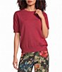 Calessa Petite Size Knit Crew Neck Short Sleeve Sweater - Image 1