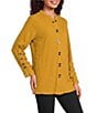 Calessa Petite Size Knit Split Round Neck Long Sleeve Button Front Tunic - Image 1
