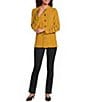 Calessa Petite Size Knit Split Round Neck Long Sleeve Button Front Tunic - Image 3