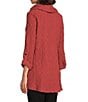 Calessa Petite Size Solid Textured Cowl Neck Roll-Tab Sleeve Tunic, Color:Rust - Image 5