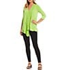 Calessa Petite Size Stretch Ponte High Rise Ankle Length Pants, Color:Black - Image 3