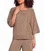 Calessa Petite Size Textured Knit Round Neck 3/4 Sleeve Coordinating Tunic - Image 1