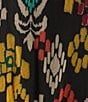 Calessa Plus Size Abstract Ikat Print Plunge V-Neck Cap Flutter Sleeve Smocked Tiered Dress, Color:Black Multi - Image 3