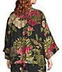 Calessa Plus Size Autumn Garden Print Coordinating Open-Front Kimono, Color:Black Multi - Image 4