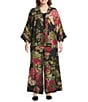 Calessa Plus Size Autumn Garden Print Coordinating Open-Front Kimono, Color:Black Multi - Image 5