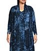 Calessa Plus Size Burnout Knit Open-Front Cardigan, Color:Blue Multi - Image 1